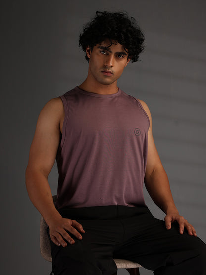 Men's Mauve Cotton Sleeveless Gym Tanktop