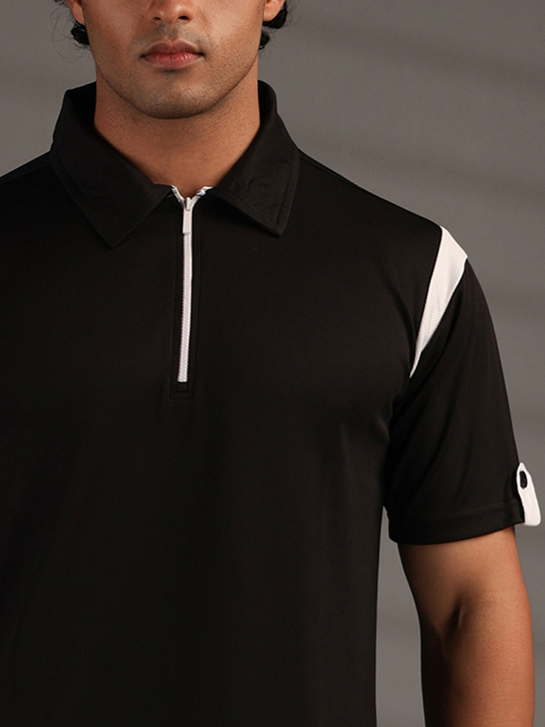 Men's Polo Neck Regular Fit Gym Sports Zipper T-Shirt
