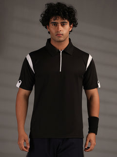 Men's Polo Neck Regular Fit Gym Sports Zipper T-Shirt