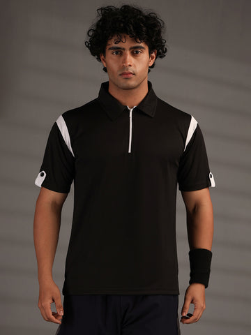 Men's Polo Neck Regular Fit Gym Sports Zipper T-Shirt