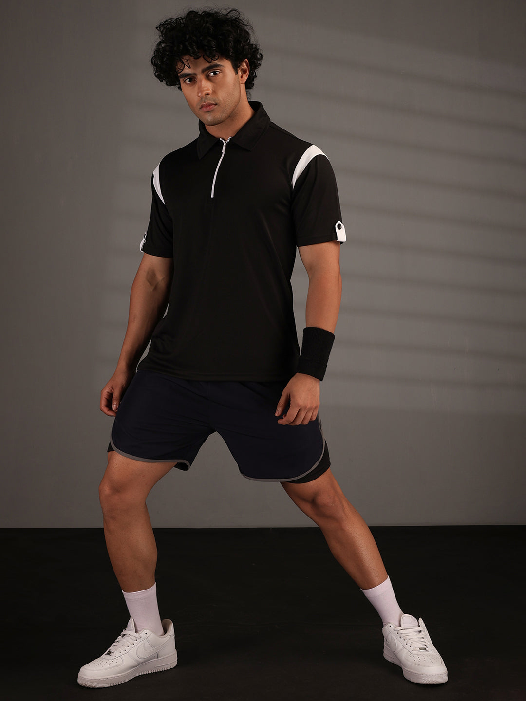 Men's Polo Neck Regular Fit Gym Sports Zipper T-Shirt