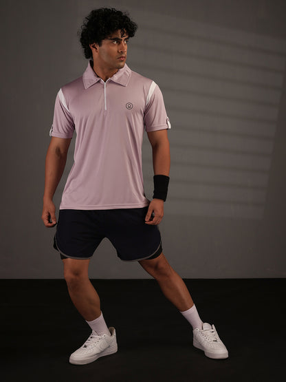 Men's Polo Neck Regular Fit Gym Sports Zipper T-Shirt