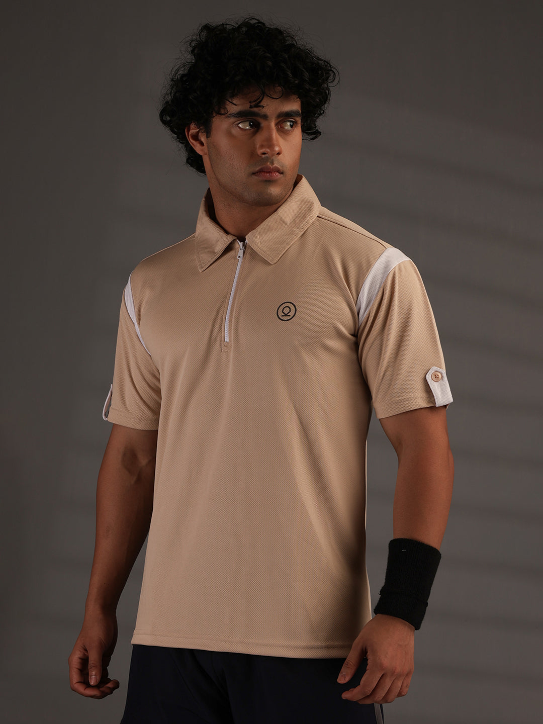 Men's Polo Neck Regular Fit Gym Sports Zipper T-Shirt