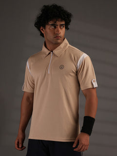 Men's Polo Neck Regular Fit Gym Sports Zipper T-Shirt