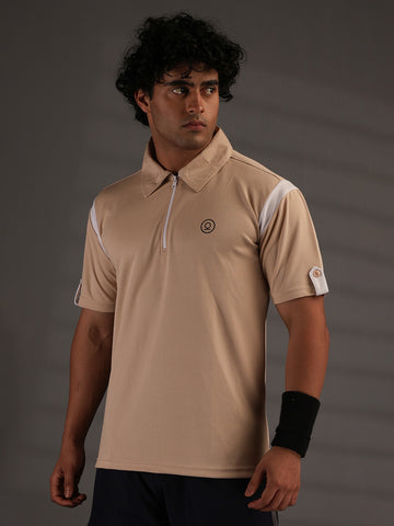 Men's Polo Neck Regular Fit Gym Sports Zipper T-Shirt