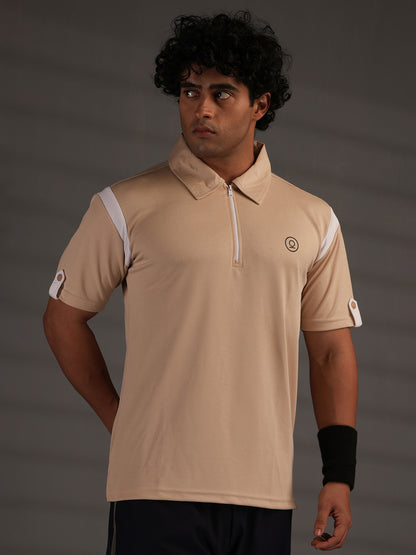 Men's Polo Neck Regular Fit Gym Sports Zipper T-Shirt