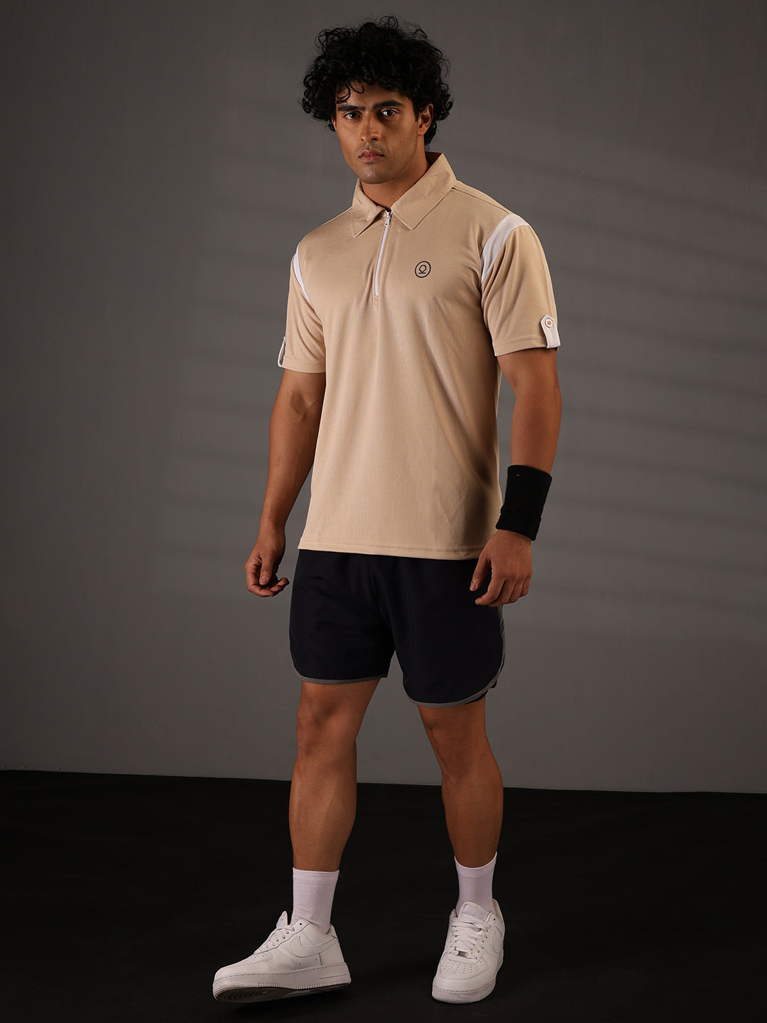 Men's Polo Neck Regular Fit Gym Sports Zipper T-Shirt
