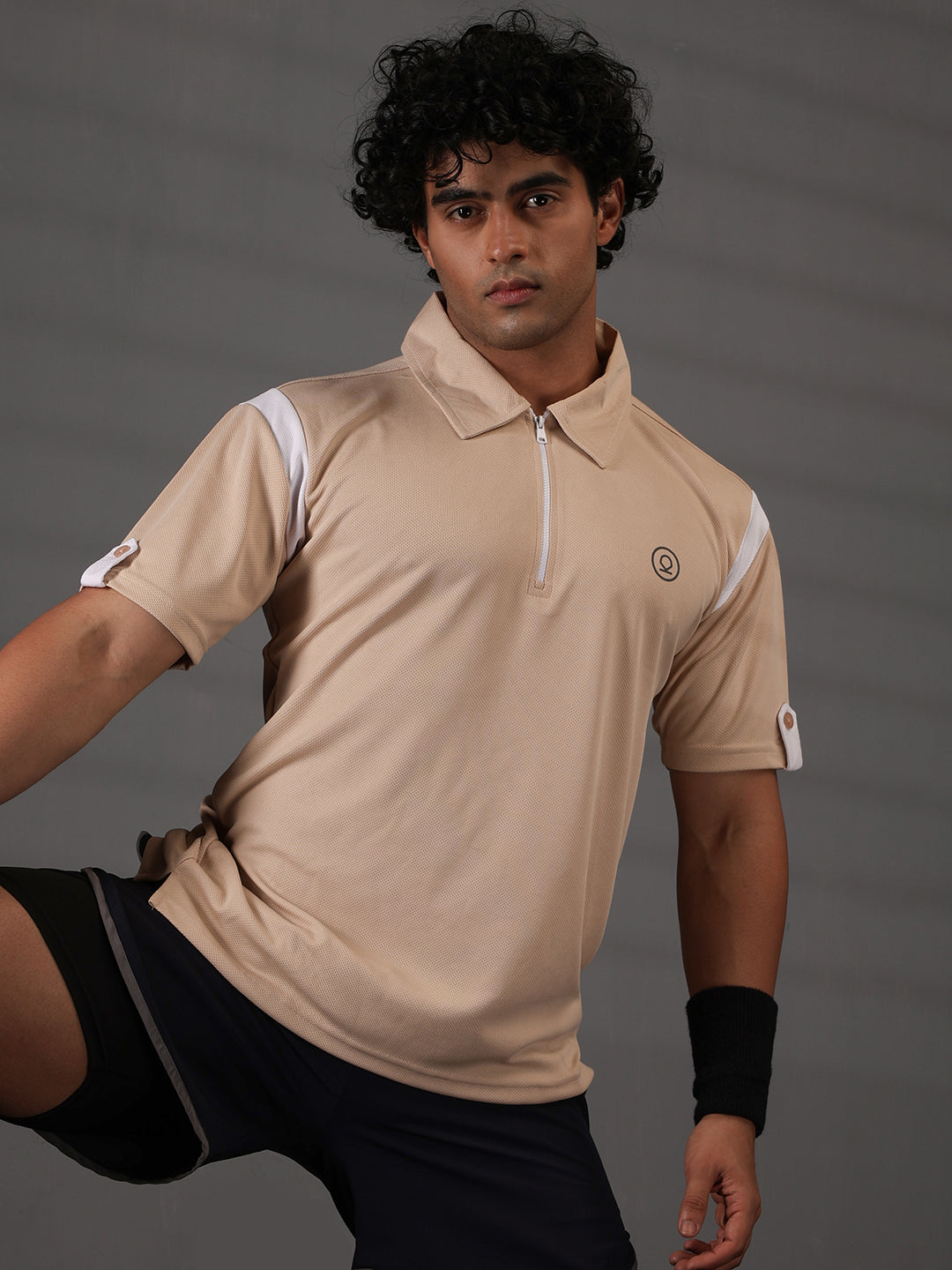 Men's Polo Neck Regular Fit Gym Sports Zipper T-Shirt