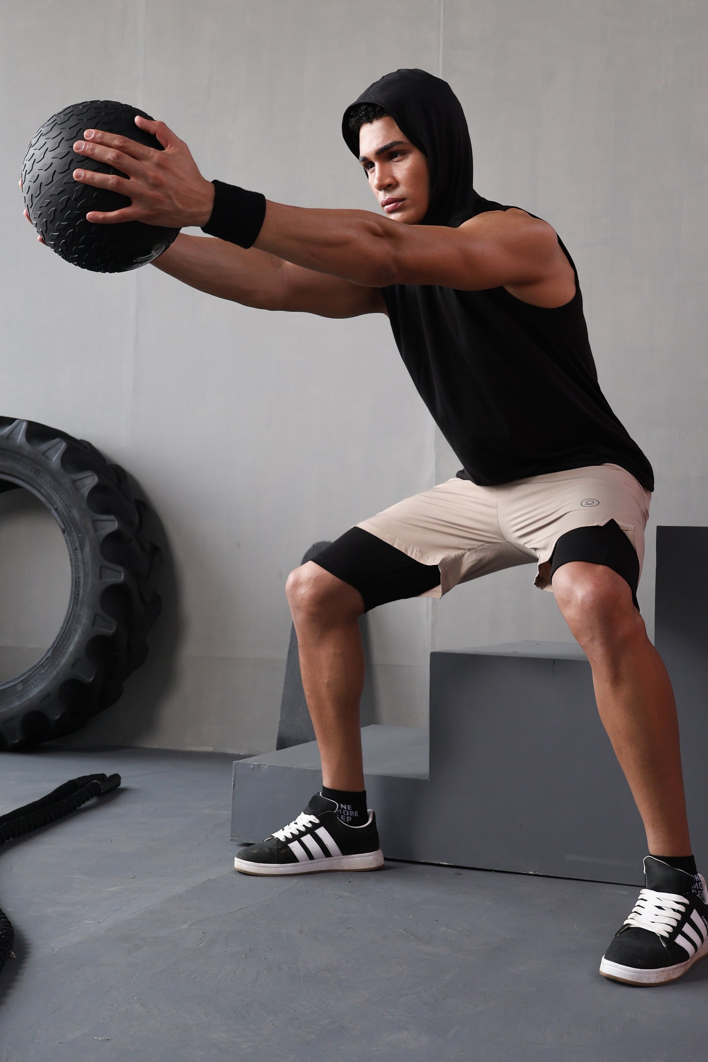 Men Black Cotton Gym Tanktop Sleeveless Sports Vest