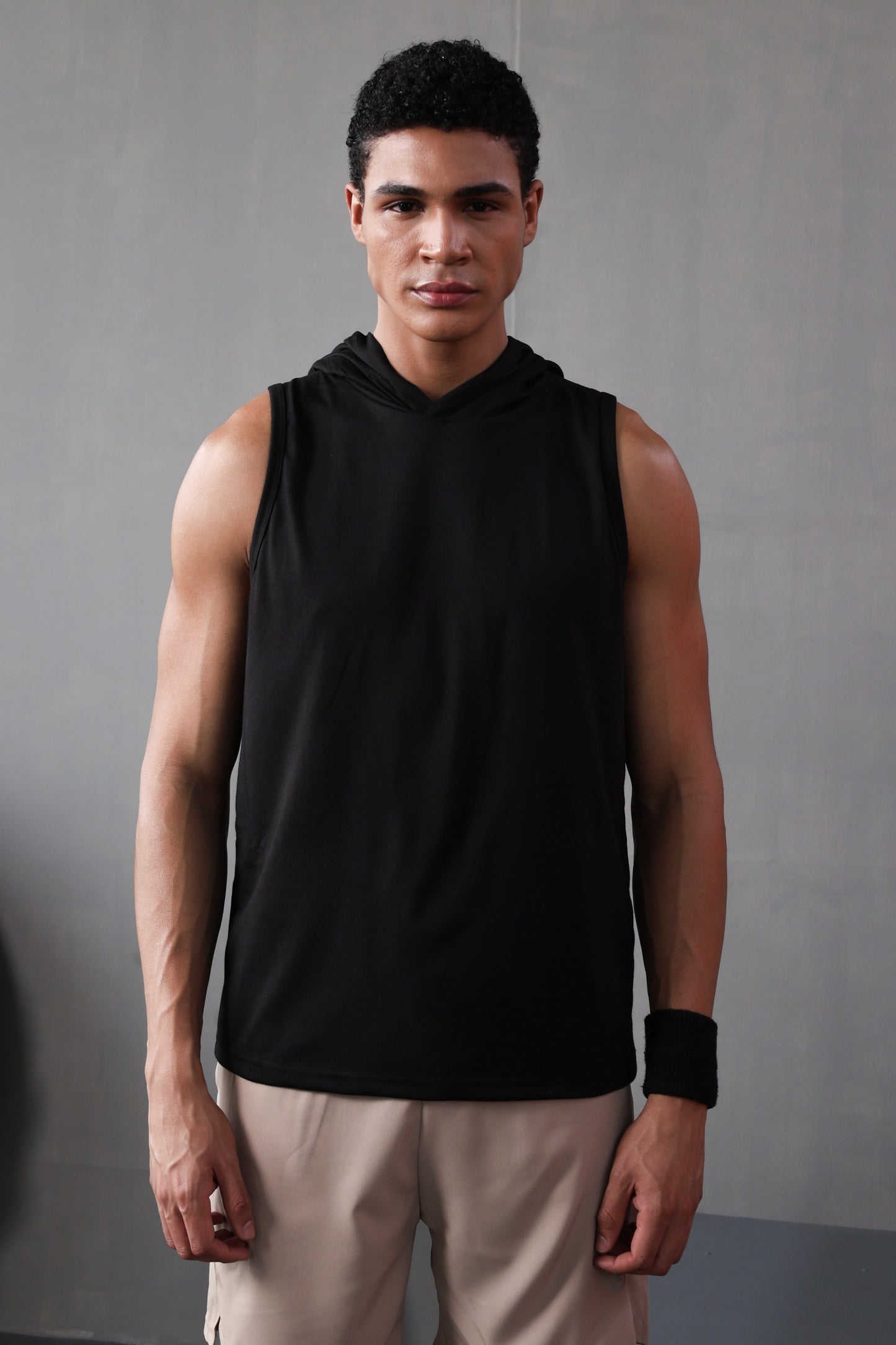 Men Black Cotton Gym Tanktop Sleeveless Sports Vest