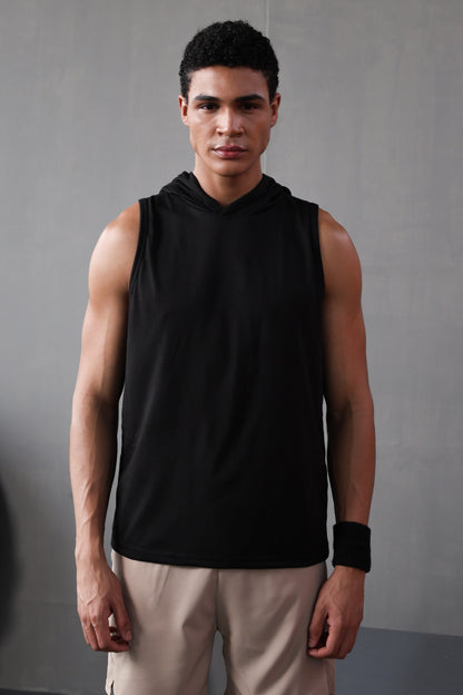 Men Black Cotton Gym Tanktop Sleeveless Sports Vest