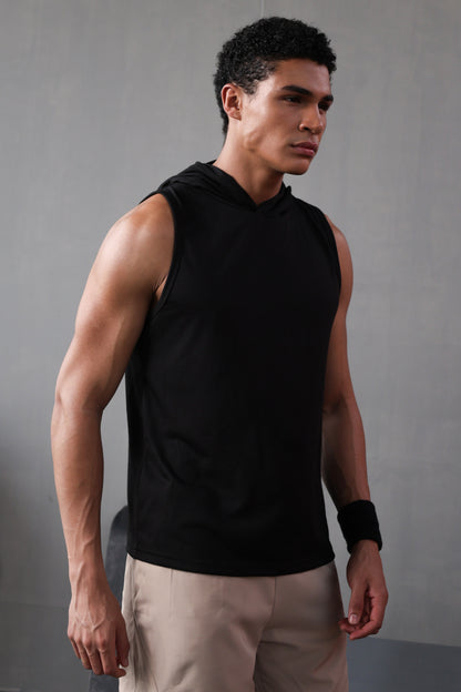 Men Black Cotton Gym Tanktop Sleeveless Sports Vest