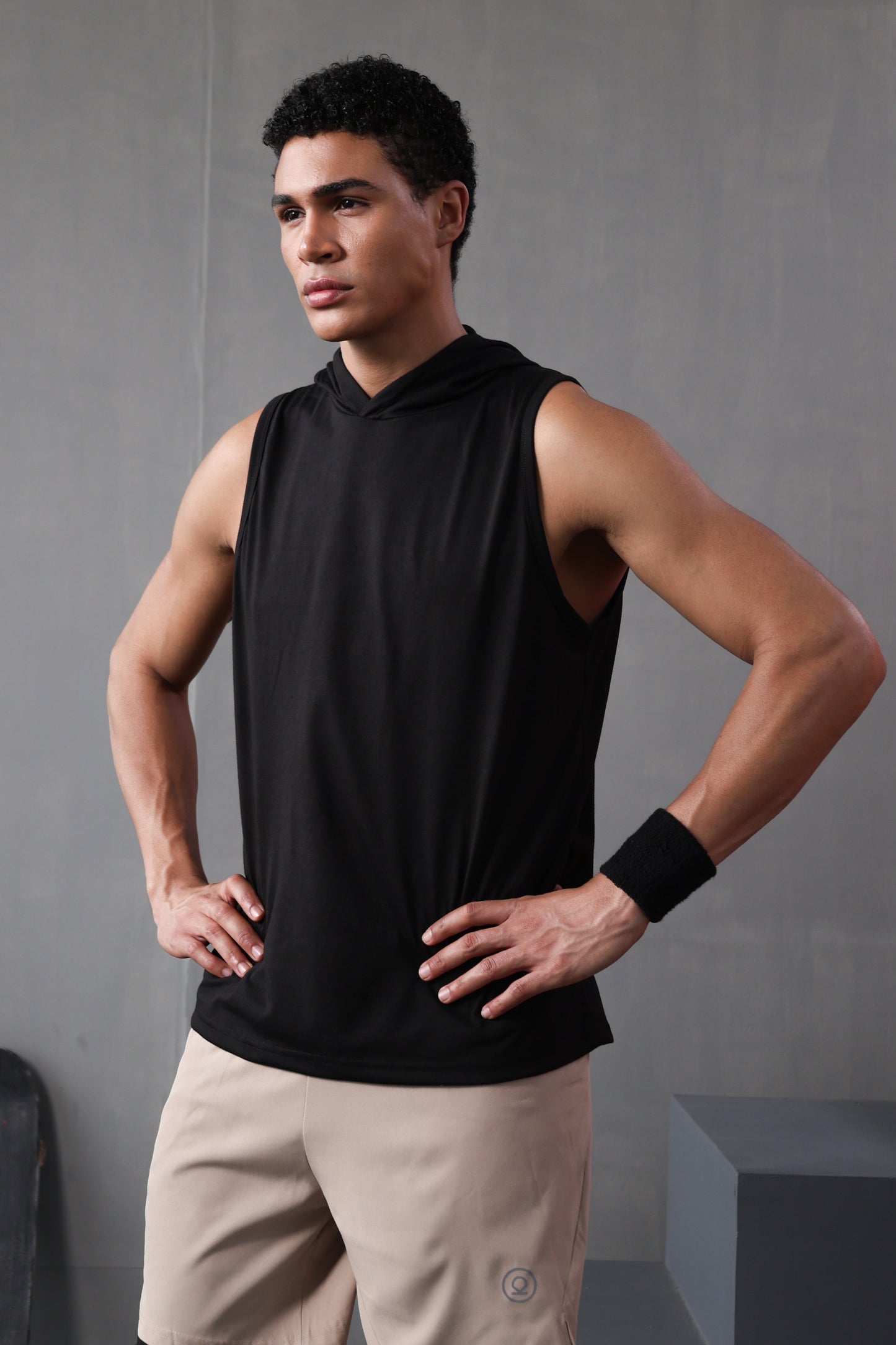 Men Black Cotton Gym Tanktop Sleeveless Sports Vest