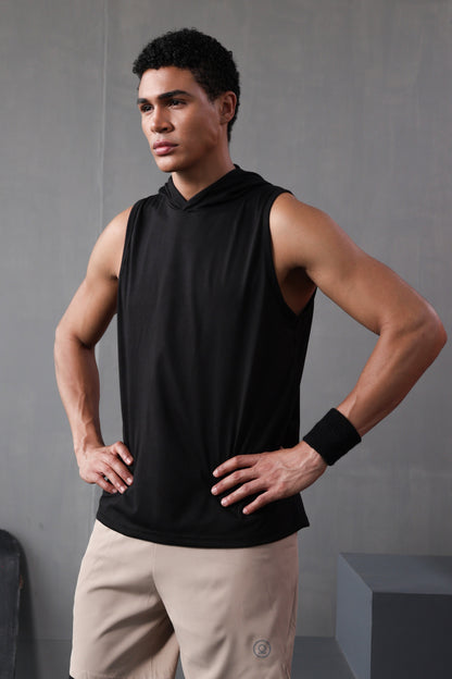 Men Black Cotton Gym Tanktop Sleeveless Sports Vest
