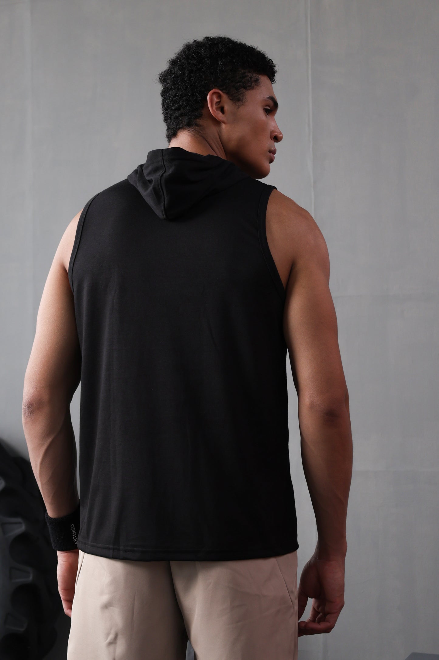 Men Black Cotton Gym Tanktop Sleeveless Sports Vest