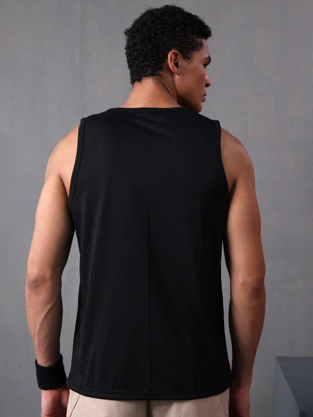 Men Black Graphic Printed Gym Sports Tank Top