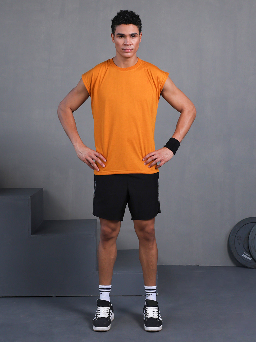 Men's Mustard Oversized Sleeveless Gym Tanktop