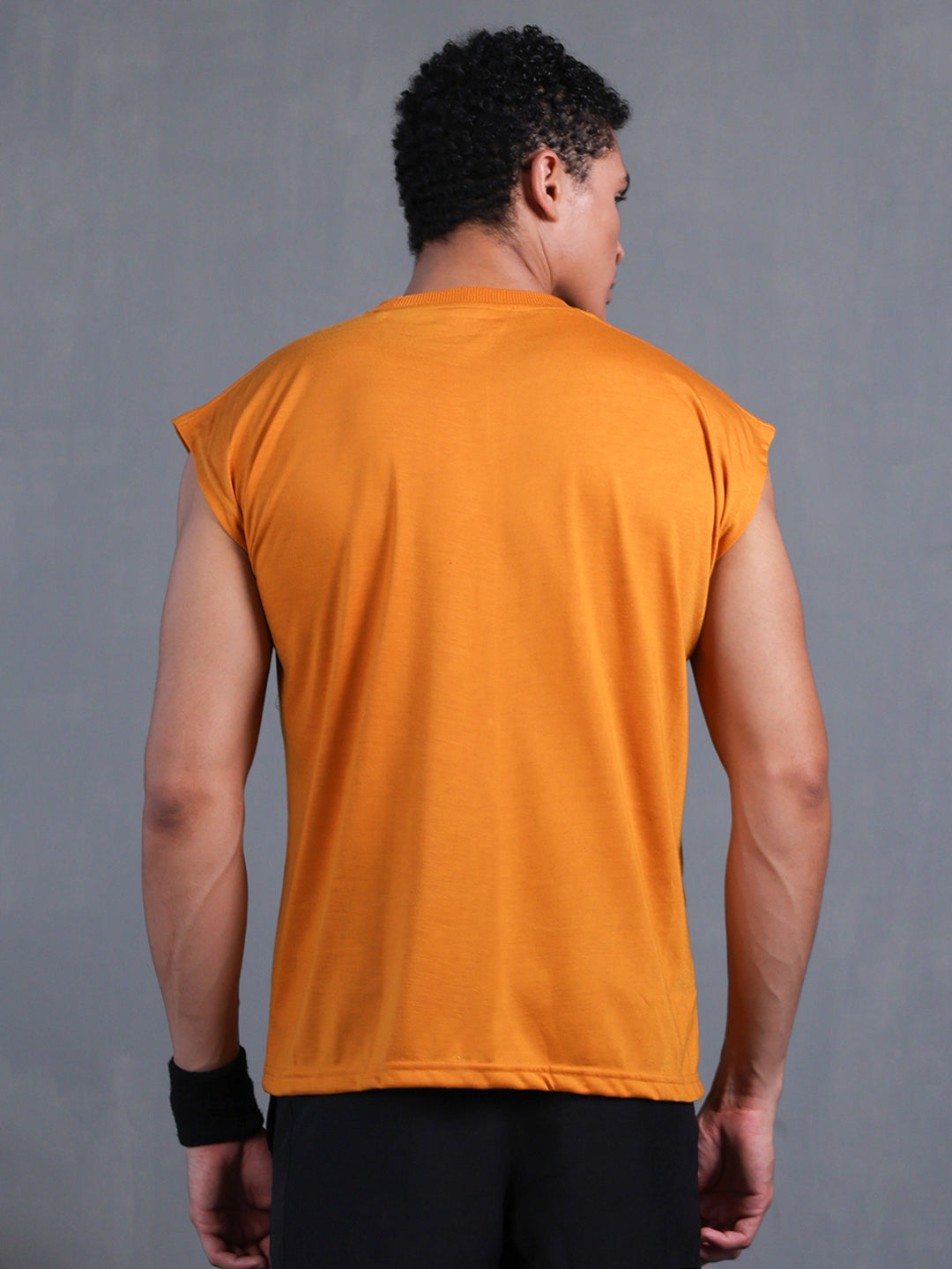 Men's Mustard Oversized Sleeveless Gym Tanktop
