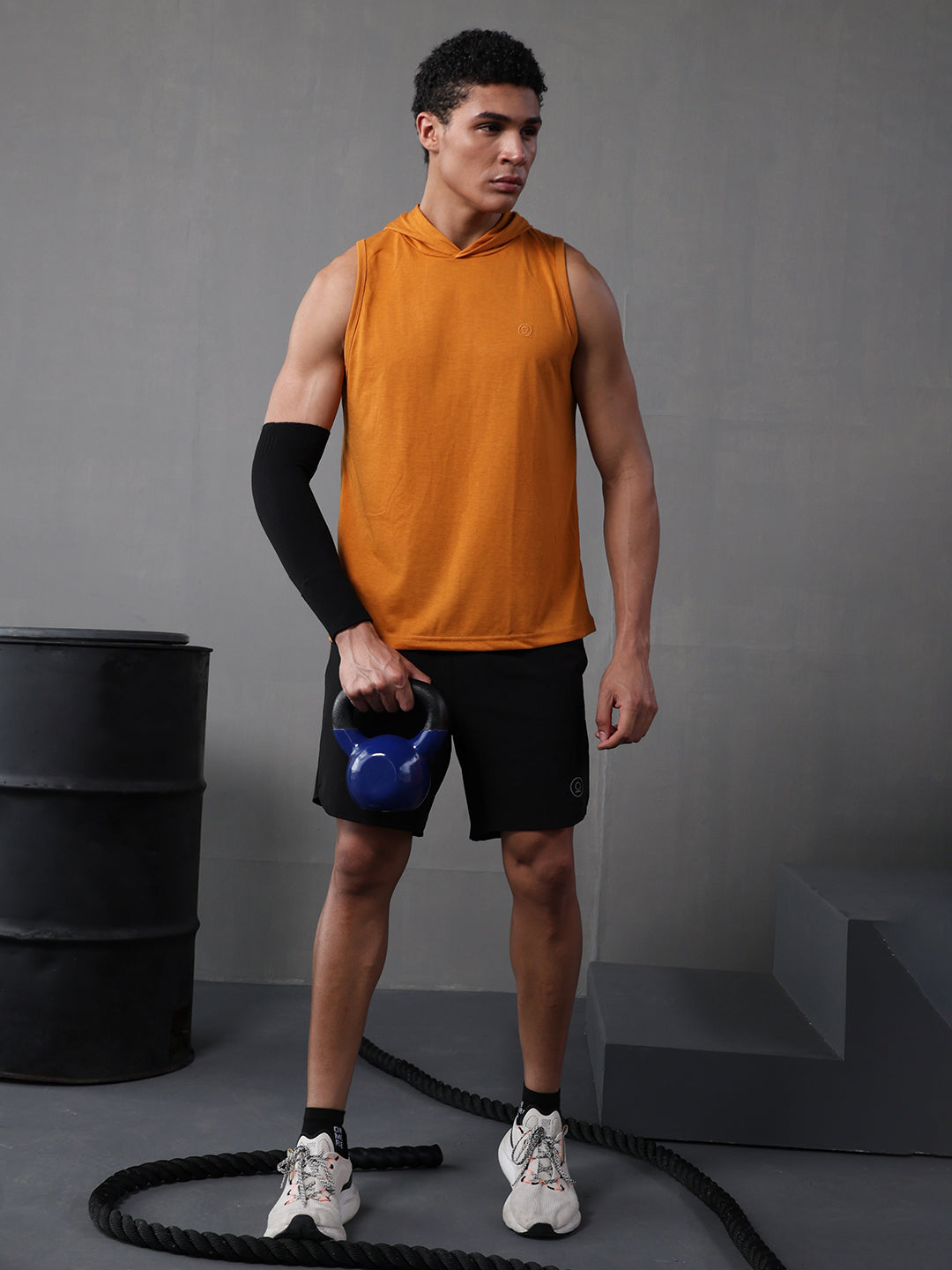 Men Mustard Cotton Gym Tanktop Sleeveless Sports Vest