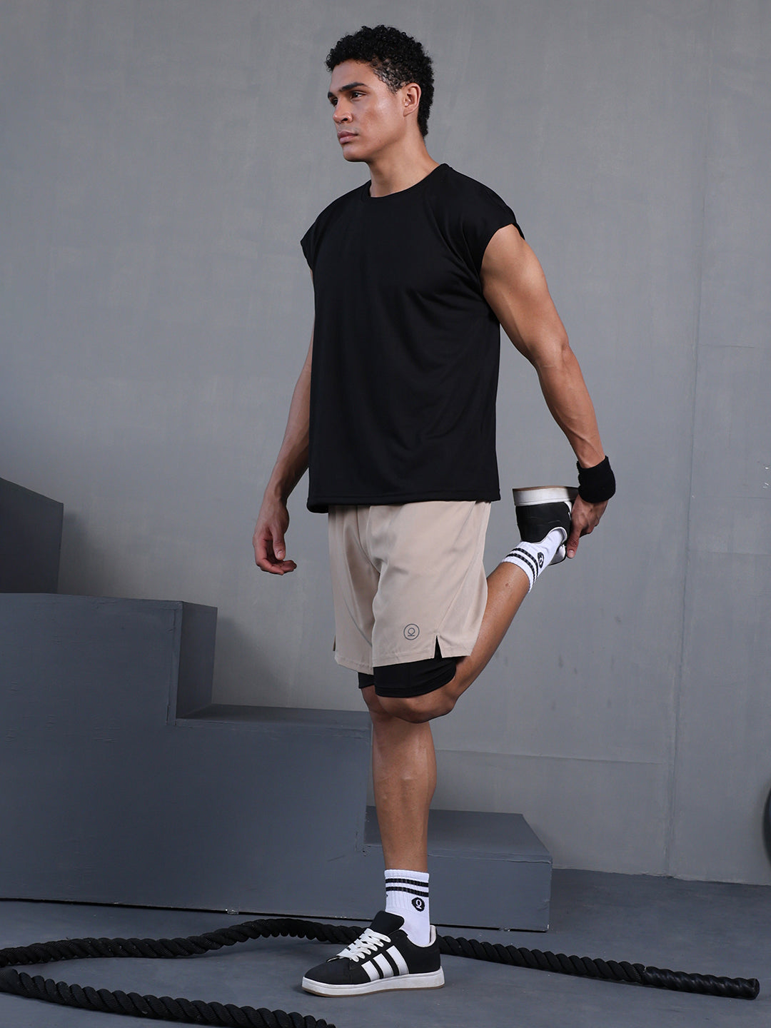 Men's Black Oversized Sleeveless Gym Tanktop