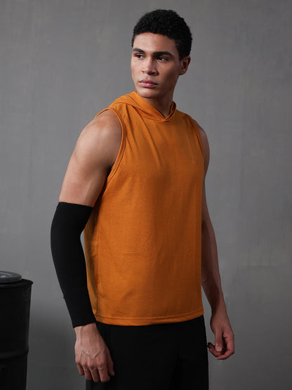 Men Mustard Cotton Gym Tanktop Sleeveless Sports Vest