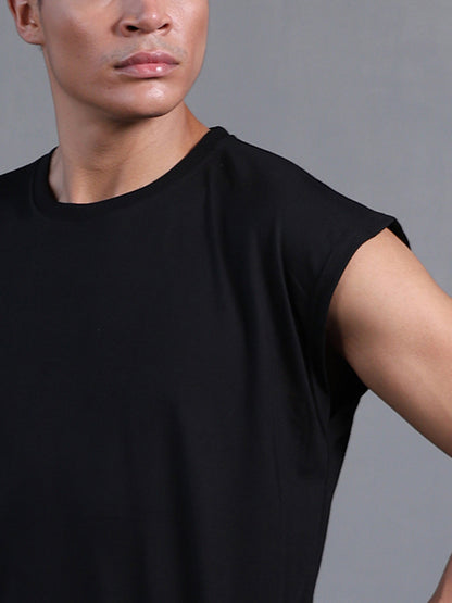 Men's Black Oversized Sleeveless Gym Tanktop