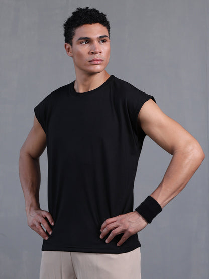 Men's Black Oversized Sleeveless Gym Tanktop