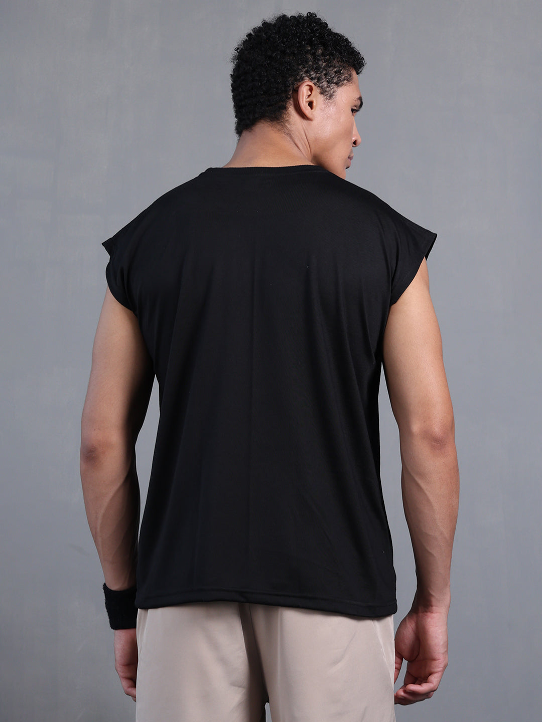 Men's Black Oversized Sleeveless Gym Tanktop