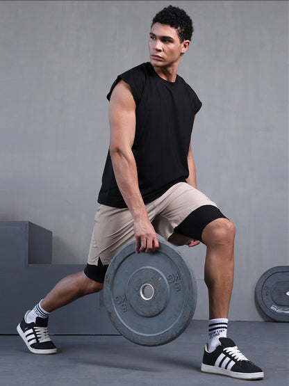 Men's Black Oversized Sleeveless Gym Tanktop