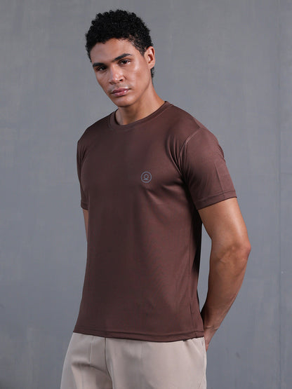 Men's Half Sleeves Dry Fit Gym Tshirt Brown