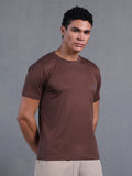 Men's Half Sleeves Dry Fit Gym Tshirt Brown