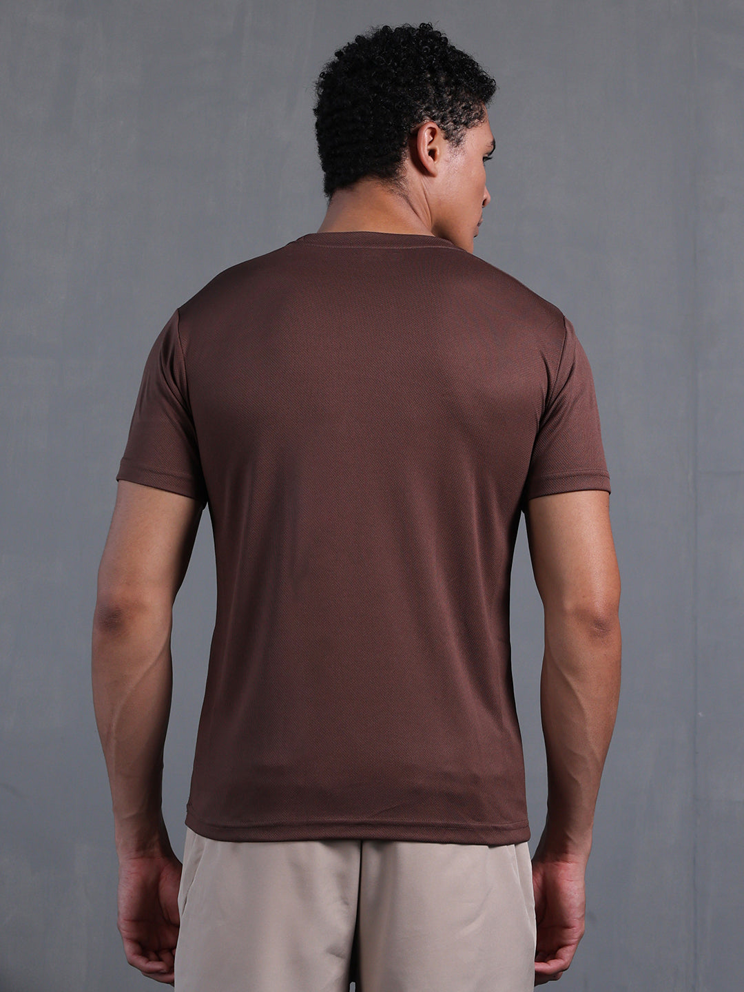 Men's Half Sleeves Dry Fit Gym Tshirt Brown