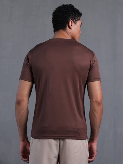 Men's Half Sleeves Dry Fit Gym Tshirt Brown