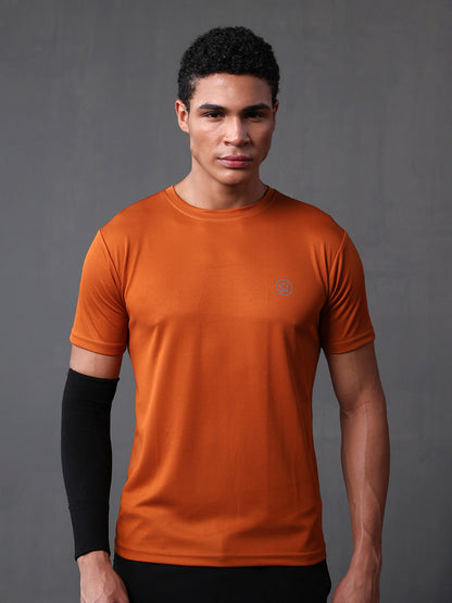 Men's Half Sleeves Dry Fit Gym Tshirt Rust