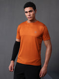Men's Half Sleeves Dry Fit Gym Tshirt Rust