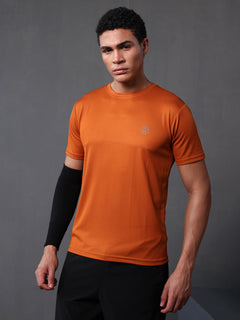 Men's Half Sleeves Dry Fit Gym Tshirt Rust