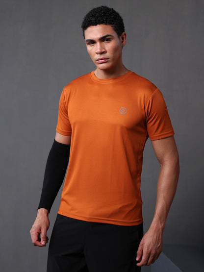Men's Half Sleeves Dry Fit Gym Tshirt Rust