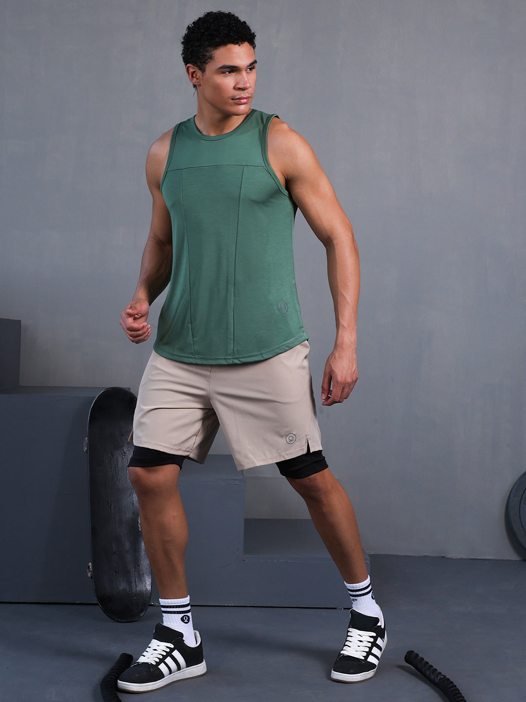 Men Green Dry Fit Gym Sleeveless Sports Tanktop