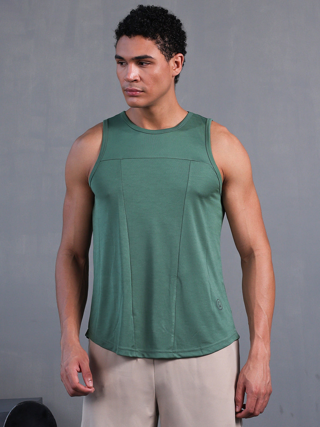Men Green Dry Fit Gym Sleeveless Sports Tanktop