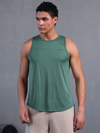 Men Green Dry Fit Gym Sleeveless Sports Tanktop