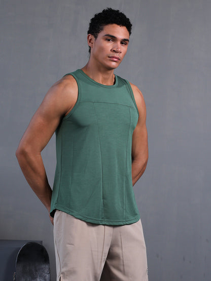Men Green Dry Fit Gym Sleeveless Sports Tanktop