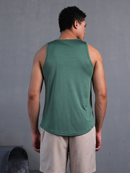 Men Green Dry Fit Gym Sleeveless Sports Tanktop