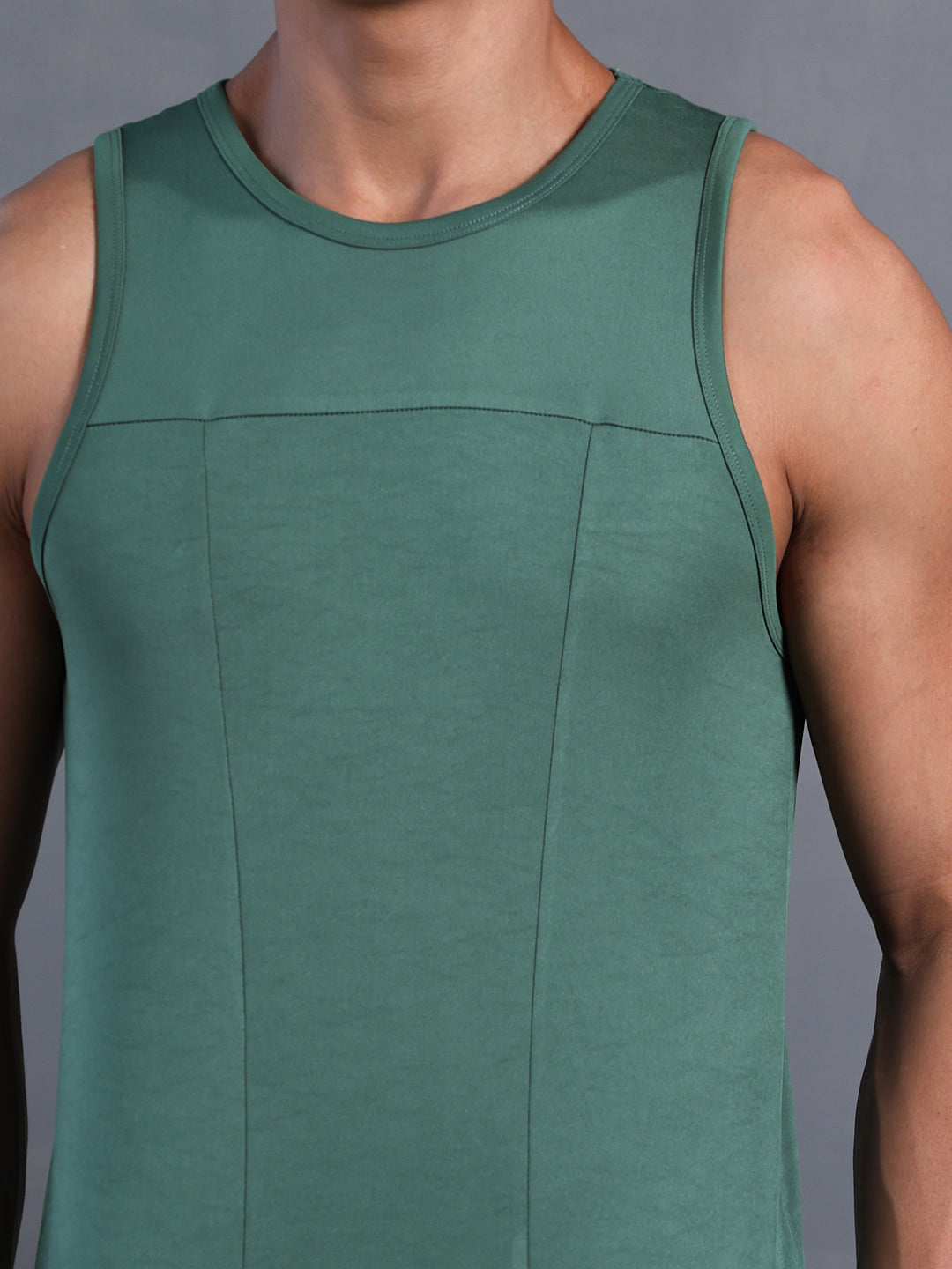 Men Green Dry Fit Gym Sleeveless Sports Tanktop