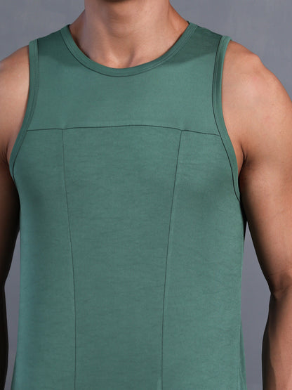 Men Green Dry Fit Gym Sleeveless Sports Tanktop