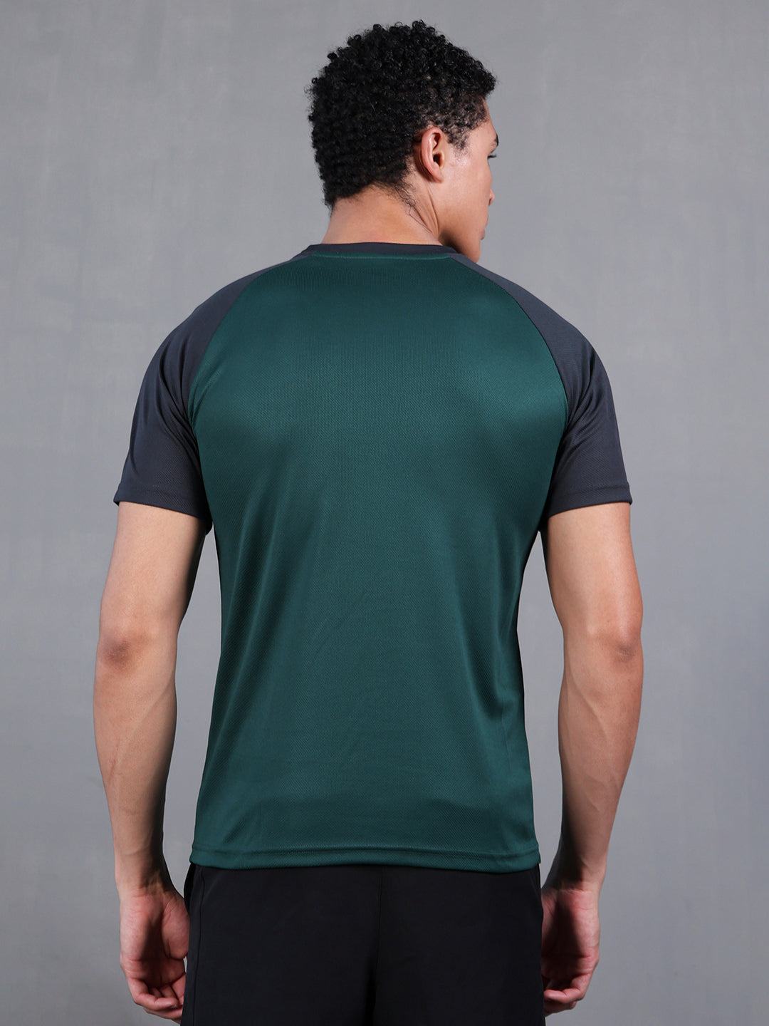 Men's Solid Raglan Dry Fit Gym T-Shirt Dark Green