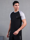 Men's Solid Raglan Dry Fit Gym T-Shirt Black Sand