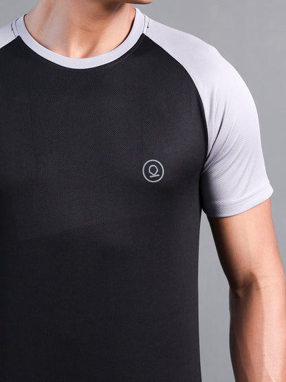 Men's Solid Raglan Dry Fit Gym T-Shirt Black Sand