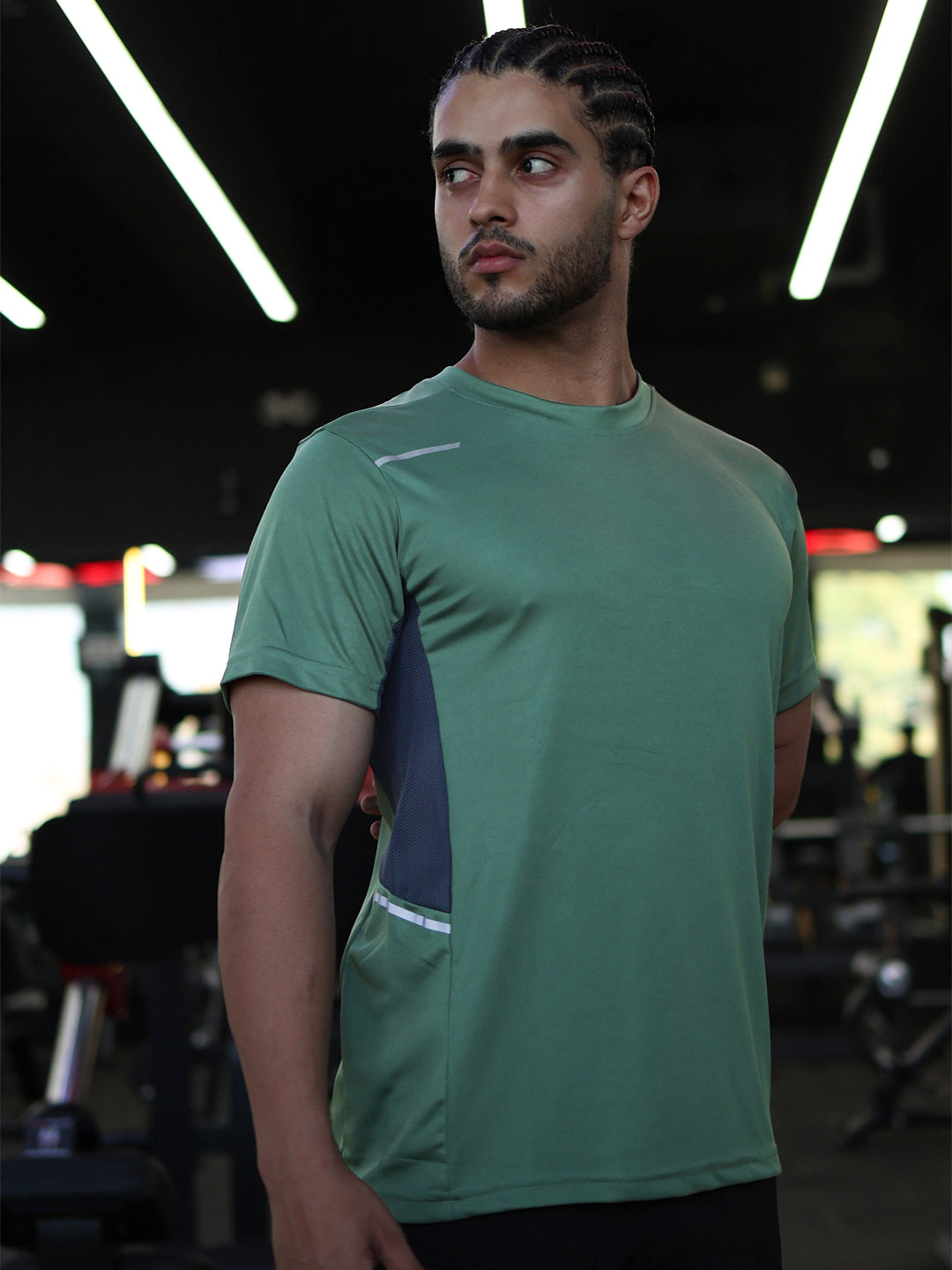 Men's Dry Fit Half Sleeve Gym T-Shirt Green