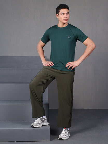 Men's Half Sleeves Dry Fit Gym Tshirt Bottle Green