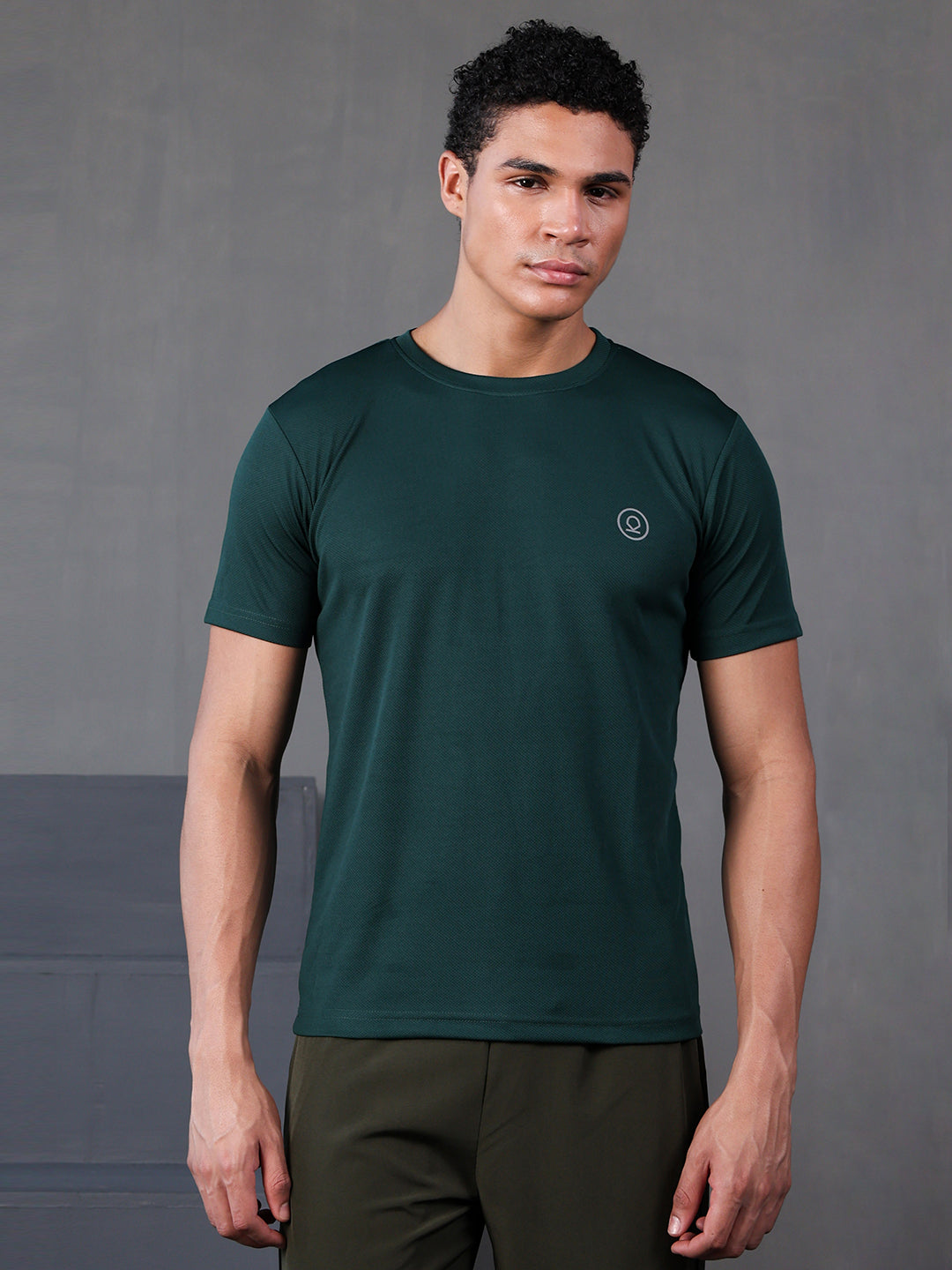 Men's Half Sleeves Dry Fit Gym Tshirt Bottle Green
